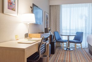 hotel room desks at Howard Johnson Anaheim hotel