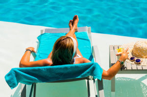 woman by the pool