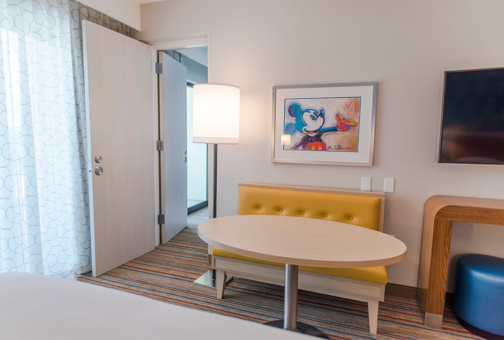 Disney themed hotel room at Howard Johnson Anaheim