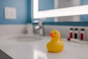 Howard Johnson Anaheim rubber duckies in every bathroom
