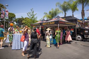 guests outside the Habit burger tent