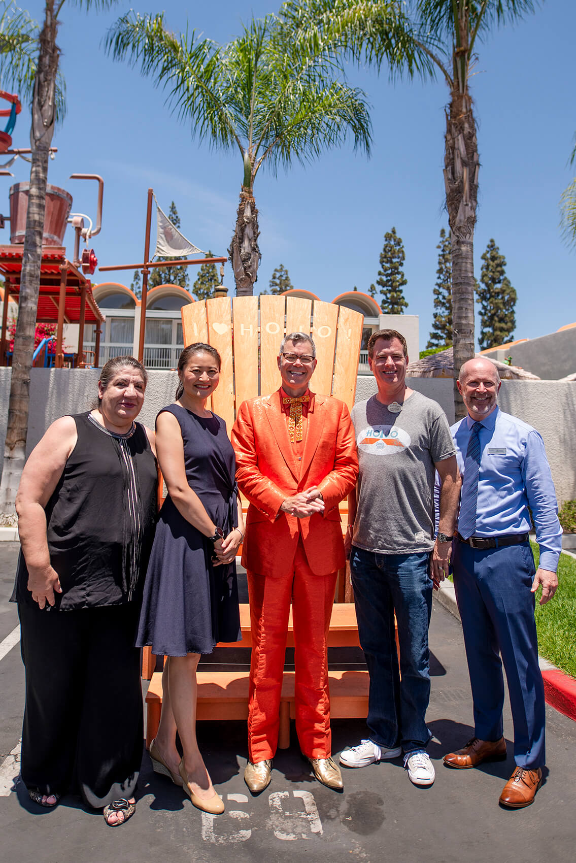 From left to right:  Lina Ramirez (Director of Franchise Operations),  Cynthia Liu (Howard Johnson International, Brand Vice President), Charles Phoenix (pop culture historian), Jonathan Whitehead (General Manager), Bill Cleaver.