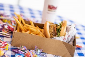 Habit burgers on a table