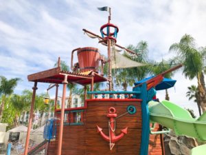 A ship structure at the Howard Johnson Anaheim water park